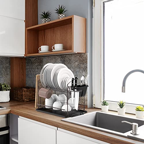 Simple Houseware 2Tier Dish Rack with Drainboard, Bronze Pricepulse