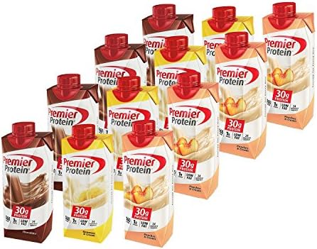 Premier Protein High Protein Shake, Chocolate, Bananas &amp; Cream, Peaches &amp; Cream (11 fl. oz., 12 pack)