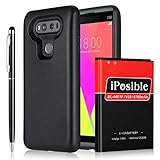 LG V20 Battery iPosible [6700mAh] Extended Battery with Black Protection Cover Case (More Than 2X Extra Battery Power) for LG V20 All Versions [24 Month Warranty & 2 in 1 Stylus Pen Included]
