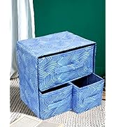 Kuber Industries Leheriya Print 2 Layer 3 Drawer Fabric Cube Foldable Storage Organizer Box, Dres...