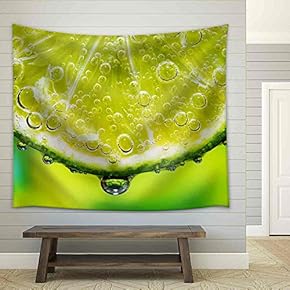 Close-Up of The Lemon with Bubbles - Fabric Wall Tapestry Home Decor - 51x60 inches