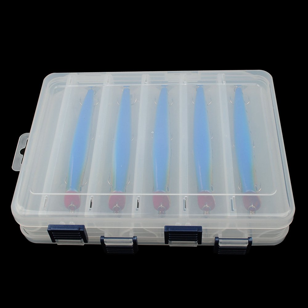 Dr.Fish Fishing Lure Box Tackle Storage DoubleSided Waterproof ProLatch Clear