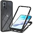Eilkmcre for Motorola Moto E14 Case, Moto G24 / G04 / G04S Phone Case with Built-in Screen Protector Clear Slim Back Cover Shockproof Rugged Heavy Duty Bumper Full Body Protective Case, Black