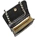 BMC Womens Midnight Black PU Faux Leather Diamond Quilted Pattern Mini Handbag Shoulder Strap Clutch