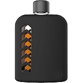 Large Glass Flask Set for Men & Women - Drinking Hip Flask Bottle with Cork & Silicone Seals for Whiskey, Liquor, Alcohol - Includes Metal & Plastic Lids, Funnel, Protective Silicone Sleeve - 240ml.