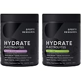 Sports Research&reg; Hydrate Electrolytes Flavor Fusion Pack, 90 Servings Each | 2 Flavors: Passion Fruit &amp; Lemon Lime | Sugar-Free &amp; Naturally Flavored with Vitamins, Minerals, &amp; Coconut Water