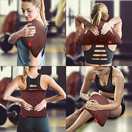 Upgraded Heating Pad for Pain Relief, Comfytemp Large Electric Heat Pad with 9 Heat Setting, Stay on, 5 Auto-Off Timers, Super Soft Flannel for Cramps, Back, Neck and Shoulder, 12 x 24 Inch - Washable