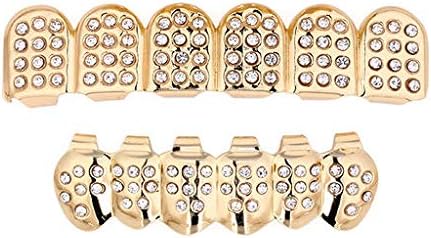 Expxon 1 Set Gold Plated Hip Hop Teeth Grillz Top & Bottom Grill Teeth Grills Fashion