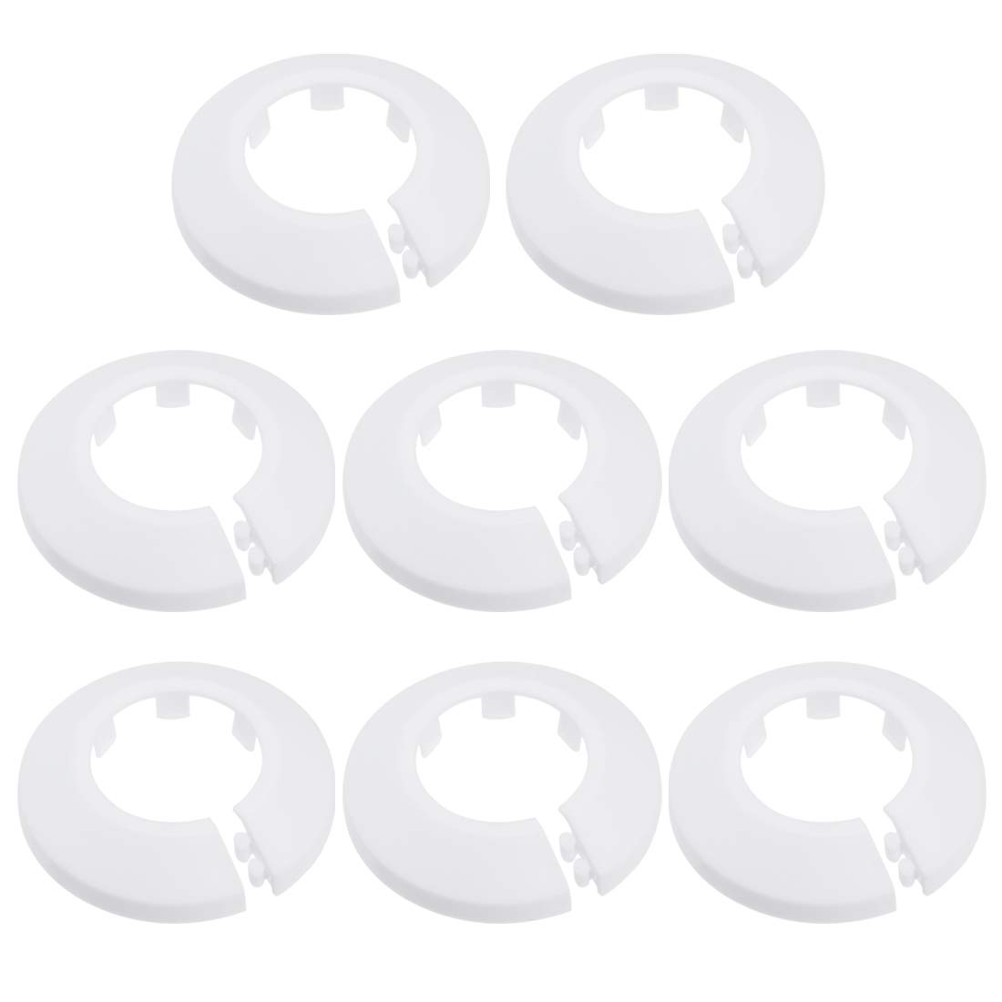 sourcing map 33mm Pipe Cover Decoration PP Plastic Water Pipe Escutcheon White 8pcs