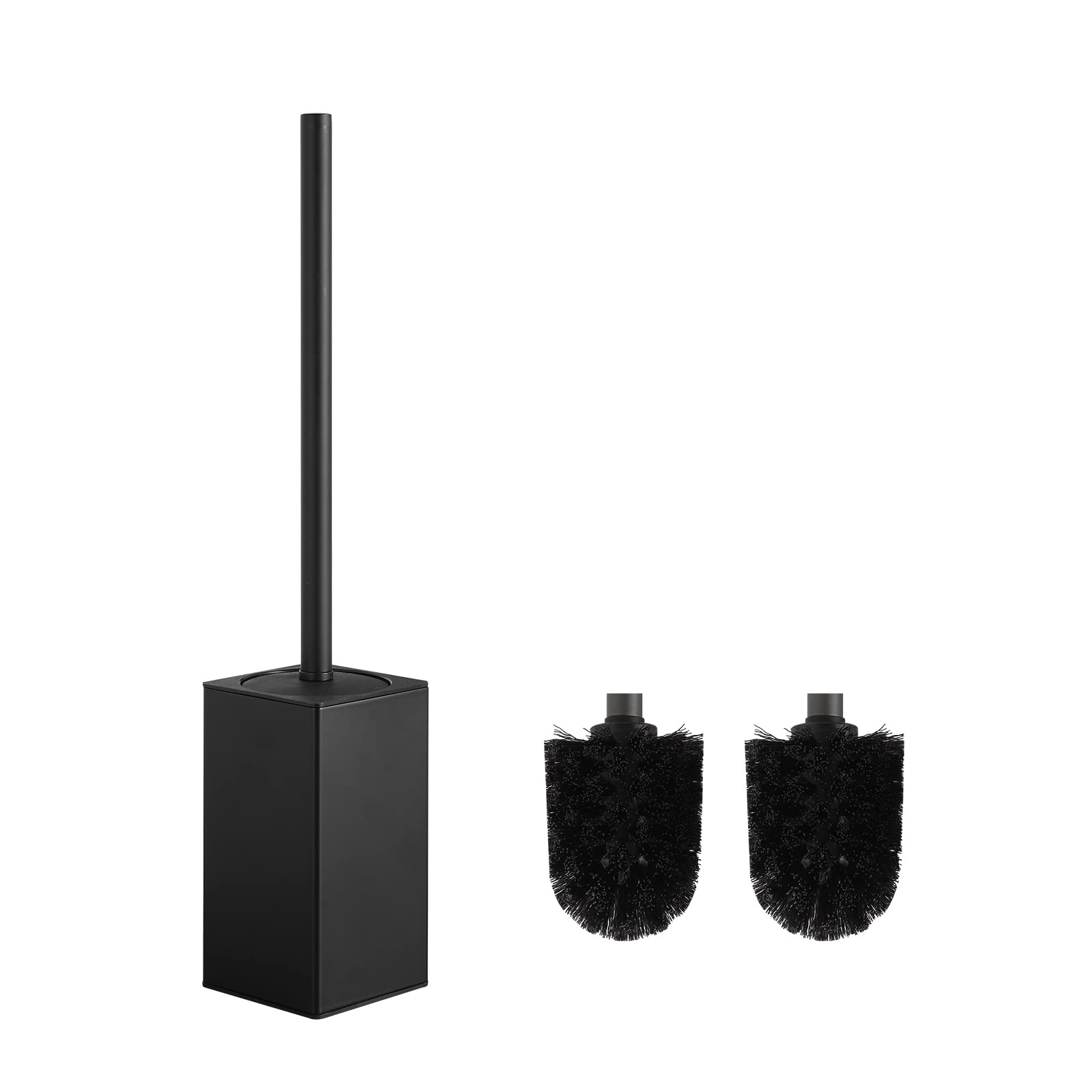 BVL Black Toilet Brush and Holder, Stainless Steel Toilet Brush, Square Toilet Cleaner Brush Free Standing for Bathroom