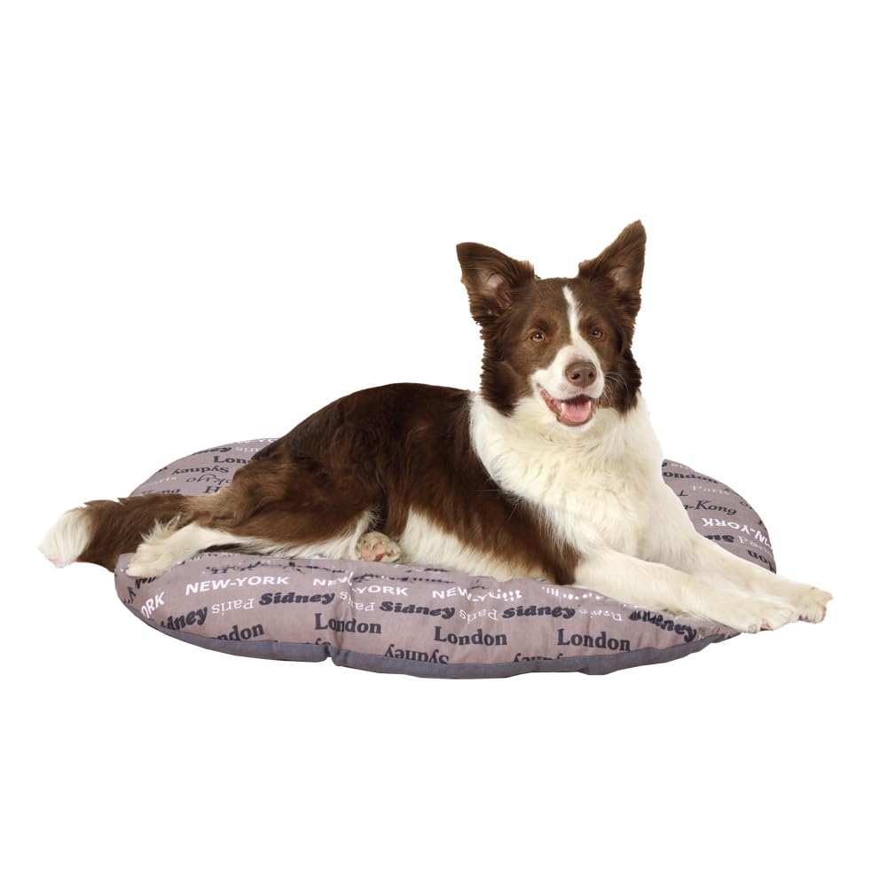 Ferplast Dog Bed Large Dog Cushion Washable Pet Mattress in Cotton with Soft Padding, 85 x 55 cm. Brown