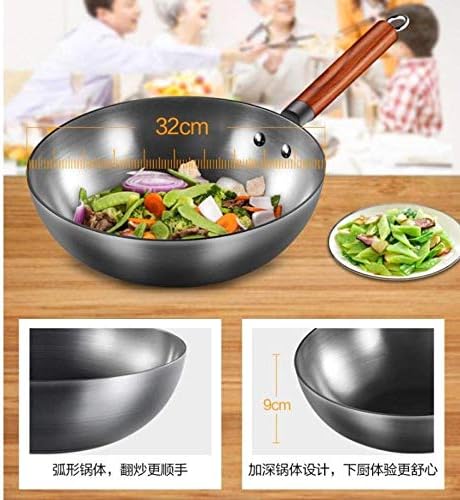 中華鍋 鉄鍋伝統的な手作り鉄鍋焦げ付き防止パンノンコーティング誘導およびガス炊飯器調理器具 B085bf4ksr 5 257円
