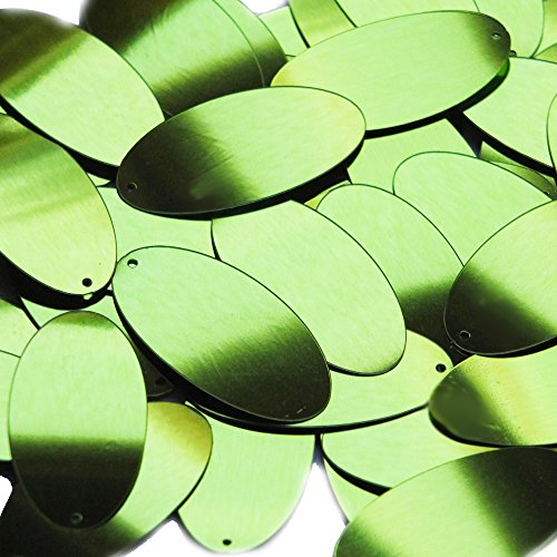 Lime Green Sequin Oval 1.5 inch Metallic Couture Paillettes. Made in USA. Loose sequins for embroidery, bridal, applique, arts, crafts, and embellishment.