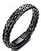 Jstyle Stainless Steel Braided Leather Bracelet for Men Bangle Wrap Magnetic-Clasp B-8