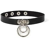JOOKOCCI Gothic Choker Necklace Black Geometric Leather Collar Necklace Fashion Punk Jewelry for Women