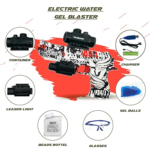 Arlee Granger Electric with Gel Ball Blaster, Eco-Friendly Splatter Ball Blaster Automatic, with 5000+ Water Beads and Goggles, for Outdoor Activities - Shooting Team Game, Ages 12+, Red Black