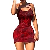 Nimsruc Women Sexy Bodycon Mini Dress Summer Short Backless Spaghetti Strap Dresses