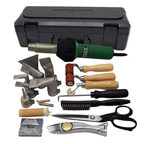 Professional PVC/TPO Single Ply Roofing Welding Tools Heat Gun Kit,120V 1600W Plastic Welder Hot Air Weld Gun with Roofing Seam Rollers/Seam Tester Probe and Weld Nozzle (Plastic Carrying Case)