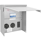 Temporary Power Outlet Panel,RV Electrical Panel Box 20 30 and 50-Amp Receptacle with Breaker Enclosed, Lockable and Weatherproof for RV Camper Travel Trailer Motorhome