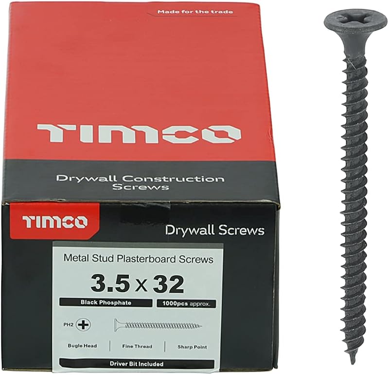 TIMCO PH2 Philips Drywall Screws 3.5 x 32 Grey Box of 1000