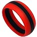 SAR - Safe Active Rings - 8MM Men or Ladies Flexible Red with Black Stripe Fire Man Silicon Rubber Wedding Band Ring