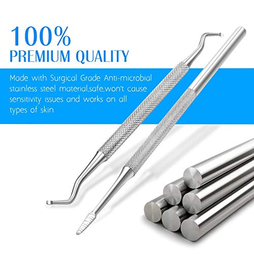 Ingrown Toenail File and Spoon Nail Cleaner Set Stainless Steel Toe Cleaner Tool for Salon Home Use Nail Lifter Double Side Manicure Nail File Kit Foot Care