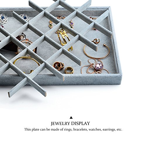 Oirlv 24 Grid Ice Velvet Jewelry Drawer Organizer Tray Stackable