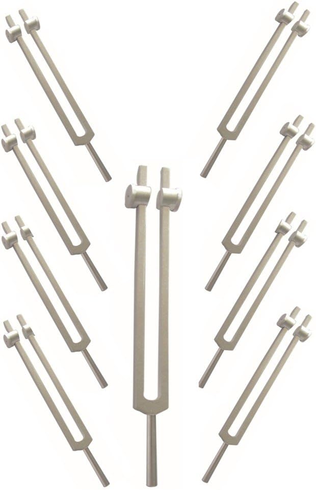 Sacred Solfeggio Tuning Fork Set Weighted with Pouch and Rubber Mallet
