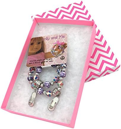 Dolly & Me Matching Charm Bracelet Gift Box Set for Girl and 18 Inch Doll (White Flip Flop)