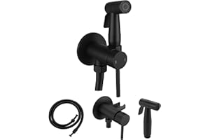BRAVEBAR Hot & Cold Mixing Toilet Bidet Sprayer, Dual-Function Handheld Bidet Head with Adjustable Water Temperature & Flow Control, Stainless Steel Bathroom Spray for Personal Hygiene & Cleaning, Matte Black