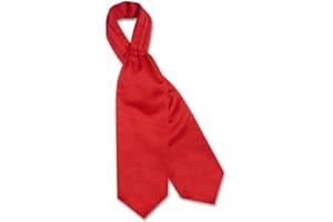 Vesuvio Napoli ASCOT Solid RED Color Cravat Men's Neck Tie