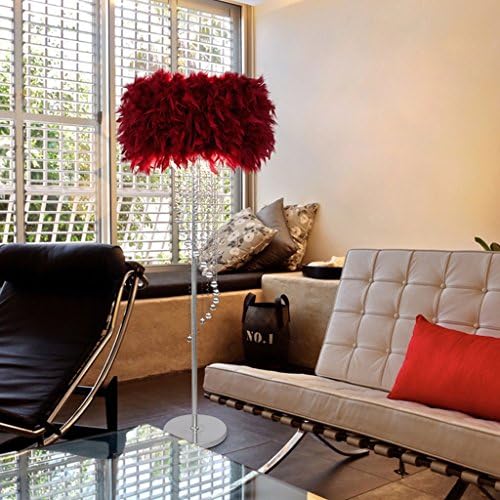 ETERN Crystal Tassel Floor Lamps Modern Simple Wedding Room Bedroom Living Room Feather Standard Lamp ( Color : Dark red )