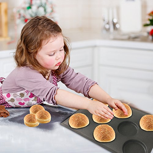 Bluedrop Silicone Hamburger Bread Forms Perforated Bakery Molds Non Stick Baking Sheets Fit Half Pan Size - Thumbnail 5