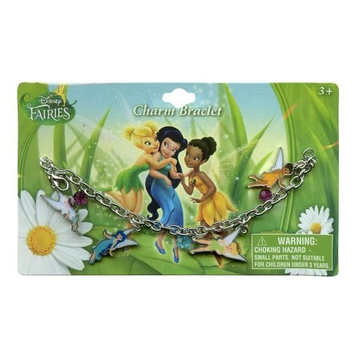 Disney Fairies Charm Bracelet with metal charms and jelly faceted beads