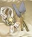 Server Set, Cake, Pie, Desert Flatware Set, Carved, 2-piece 18/10 Stainless steel with brass handles (light antique gold finish)…