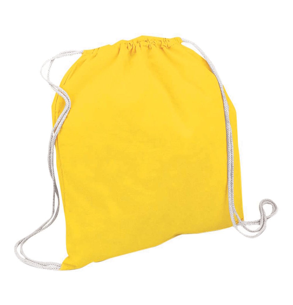 eBuyGB Pack of 5 Children's Cotton Drawstring Rucksack - Gym, Swim, Sports, PE, Book Bag, Yellow
