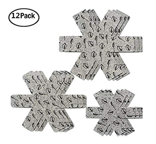 Thick & Large 16 Inches Wide - Gray Print - Luxury Divider Pads to Prevent Scratching, Separate and Protect Surfaces of Your Cookware - for Home and RV(12 Pack and 3 Different Size) - Thumbnail 6