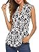 Halife Women's Sleeveless Floral Print V Neck Henley Tank Tops Blouse Shirts Tunic