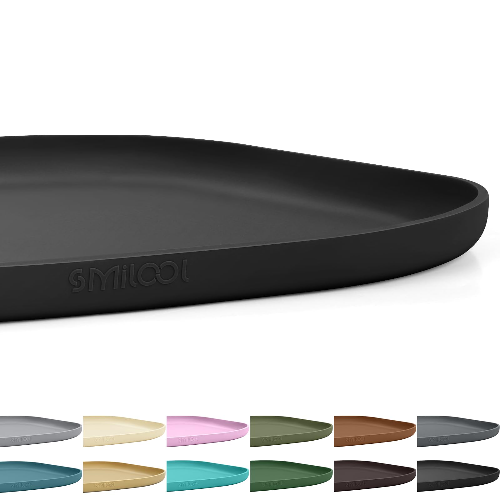 Photo 1 of SMILOOL Small Silicone Pet Food Mat with Raised Edge for Food and Water Bowl, Square Dog Feeding Mats, Cat Food Trays for Floor Waterproof, Rubber Tray for Dogs and Cats, 12 x 12 x 0.7 Black