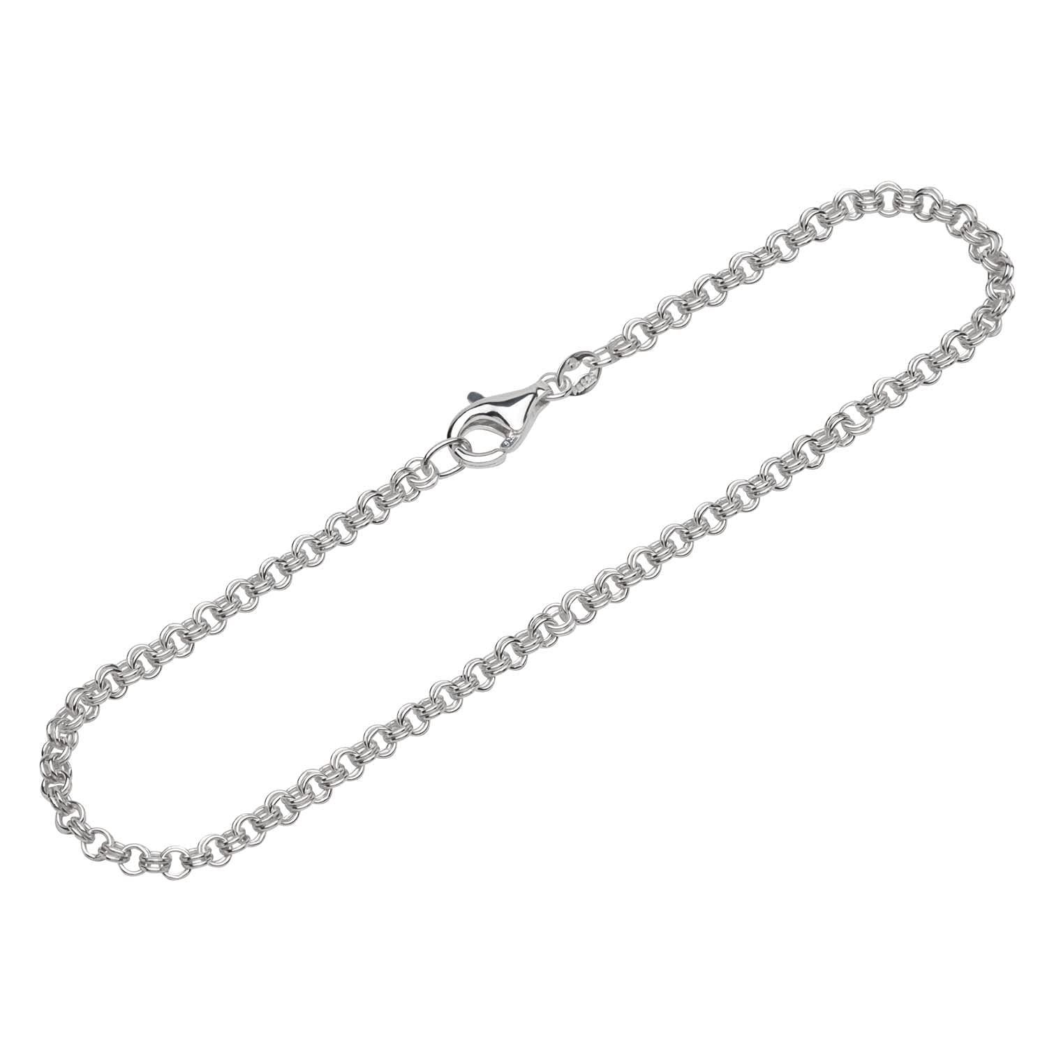 NKlaus bracelet 925 sterling silver 19cm twin anchorchain ladies fine bangle chain 12543