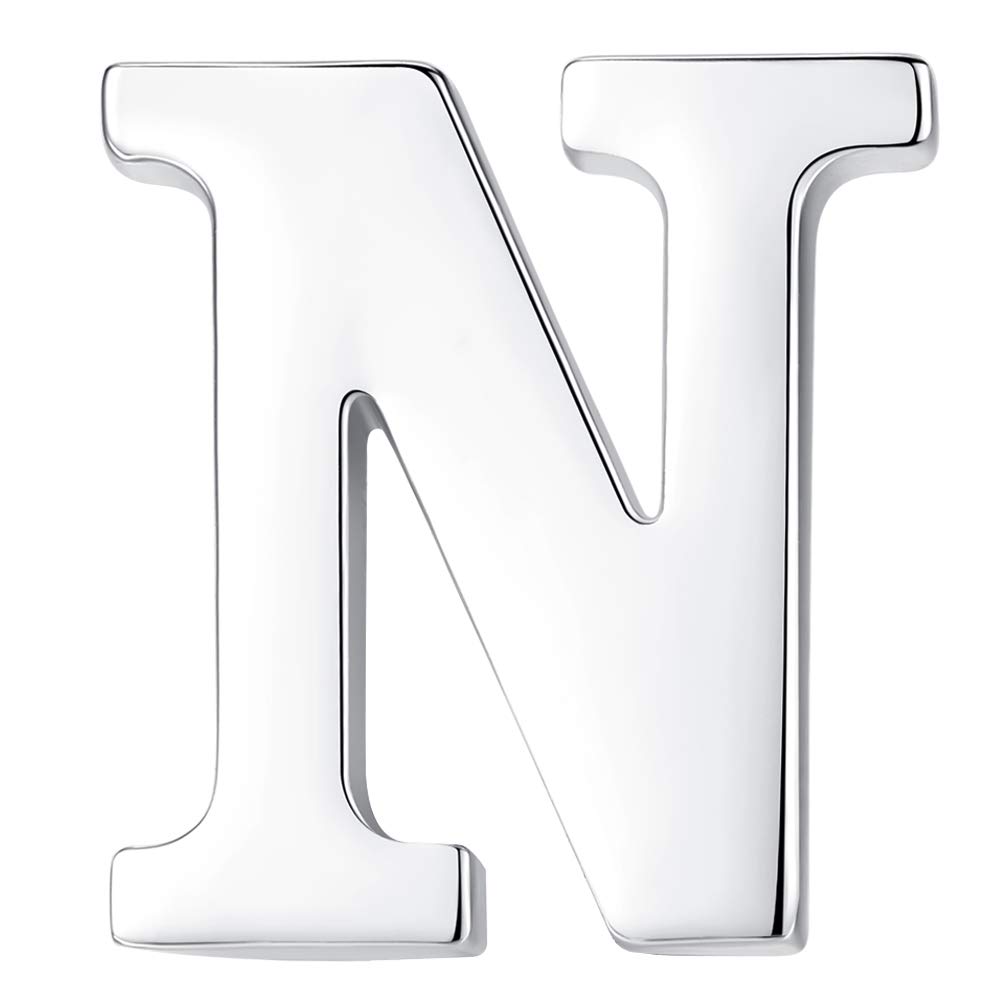 HONEY BEAR 1pc Alphabet Letters A to Z Collar Brooch Label Pins Badge for Mens' Suit/Women's Shirt for Business Gift,Silver N 0.94in