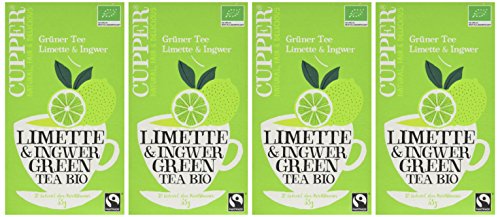 4er Pack CUPPER Bio Fairtrade Grüner Tee Limette Ingwer, 4x20 ungebleichte Teebeutel, umweltfreundlich, fair gehandelt – Bild 7