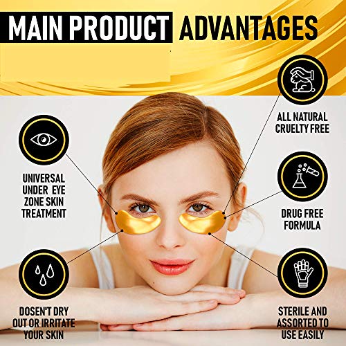 Under Eye Collagen Patches 24K Gold Eye Mask AntiAging Hyaluronic Acid Under Eye Mask for