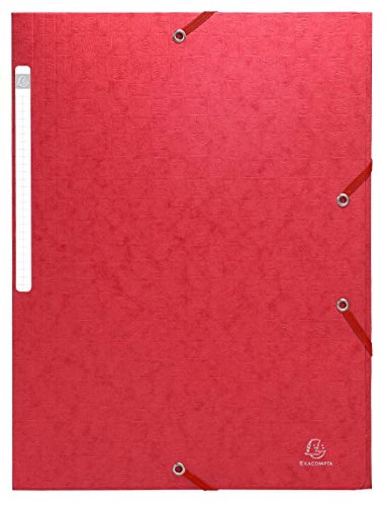 Exacompta - Ref. 55955E - 1 Scotten elastic folder - Maxi Capacity 3-flap pocket - in embossed glossy card - dimensions 24 x 32 cm for A4 format documents - red color