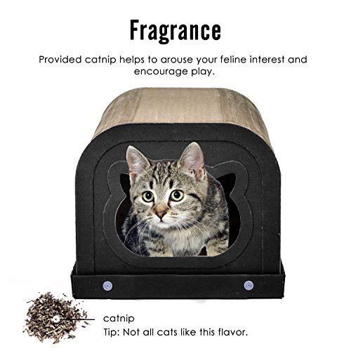 Pawaboo Cat Scratcher Tunnel Cat House Premium Collapsible Corrugated