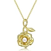 Birth Flower Necklace for Women 925 Sterling Silver 14K Gold Plated with Birthstone, Cute Birth Month Floral Pendant Dainty Jewelry, Anniversary Birthday Gifts for Her Mom Wife Daughter Friends