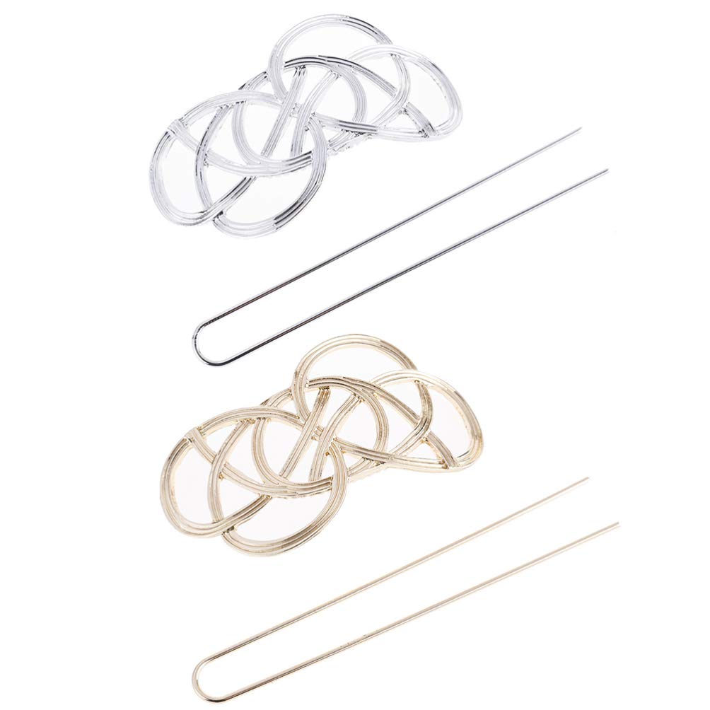 FRCOLOR 2pcs Hair Cuff Bun Decorative Hair Bun Holder Stick Pin Set Vintage Metal pin Clamp for Girls