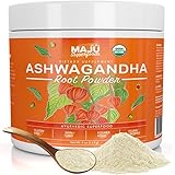 MAJU's Ashwagandha Organic Root Powder - Premium, Non-GMO, Finely Ground, Adaptogenic Boost, Natural Stress-Relief, Ashwagandha Root Powder (113 g)