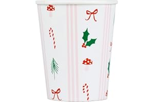 Meri Meri Christmas Party Cups (Pack of 8), Dispoable Paper Christmas Cups, 9oz., Sized for Kids & Adults, Ideal for Hot or Cold Party Drinks