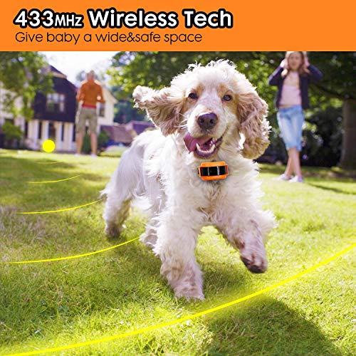 YHPOYLP 100% Wireless Dog Fence System Outdoor Invisible Pet Containment System,Rechargeable &Waterproof,with Tone、Vibration and Shock,Safe & Easy Install